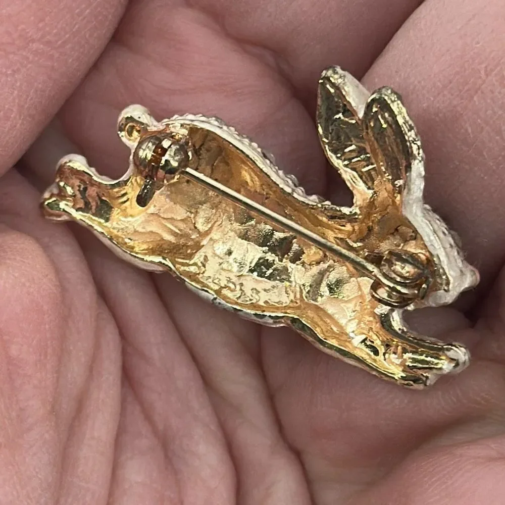 VTG‎ Easter Rhinestone Pave Adorable Peter Cottontail Bunny Brooch